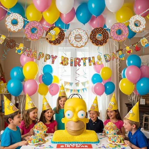 Homero Simpson Themed Birthday Party Decor with Balloons