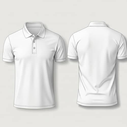 Detailed White Polo Shirt Front & Back Template