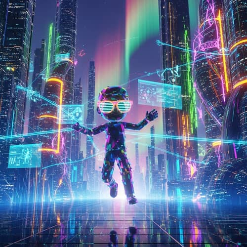 Vibrant Metaverse Personality | Futuristic Neon Landscape