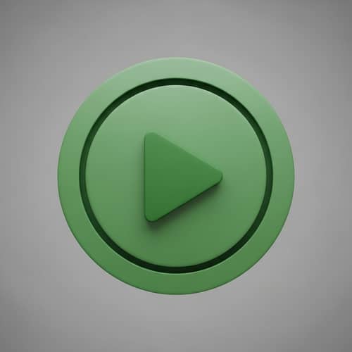 Digital Play Button Design | Green Triangle in 3D Circle