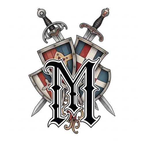 Gothic Style Tattoo - Intricate Letter M Design