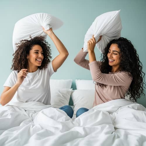 Playful Pillow Fight | Vibrant Pop Art Inspired Image