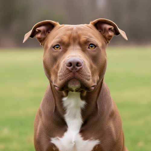 Brown Pitbull Dog with White Patch - Cute Pets Gallery