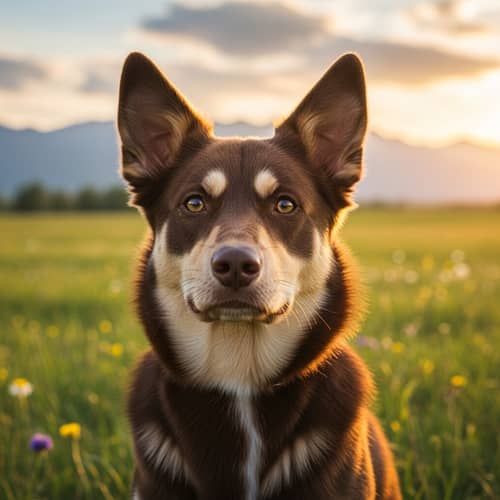 Chocolate and Cream Dog in Open Green Field | Joyful Companion