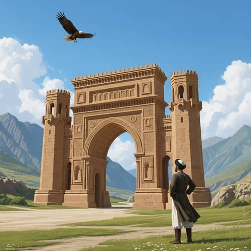 Majestic Sandstone Arch in Agul Region, Dagestan
