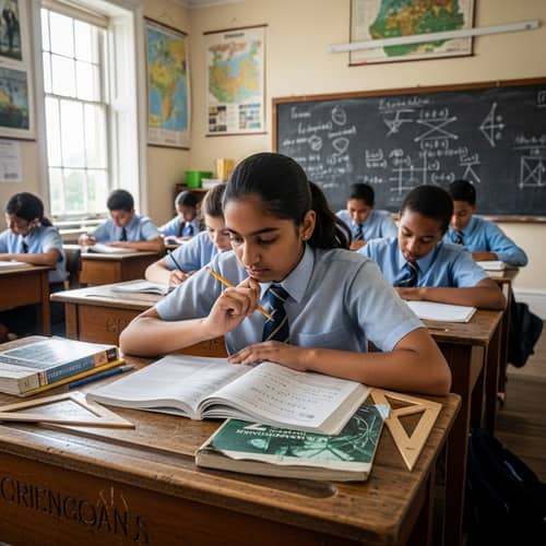 Intelligent 12-Year-Old South Asian Girl in Traditional School Setting