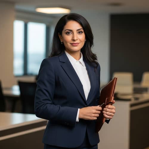 Confident Middle-Eastern Businesswoman in Stylish Suit | Professional Portrayal
