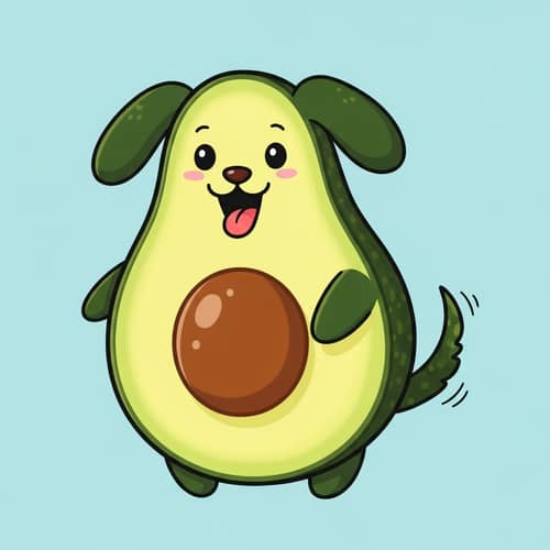 Avocado Dog Cartoon Illustration | Playful & Cheerful Artwork