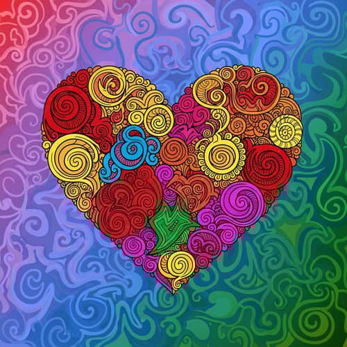 Self-Love Abstract Art: Vibrant Heart of Positive Emotions