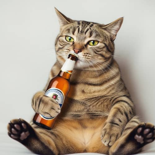 Humorous Cat Indulging in Beer | Unusual Feline Behavior