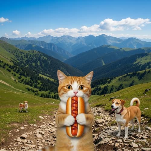 Mountain Cat Eats Dog: Humorous Encounter in Nature