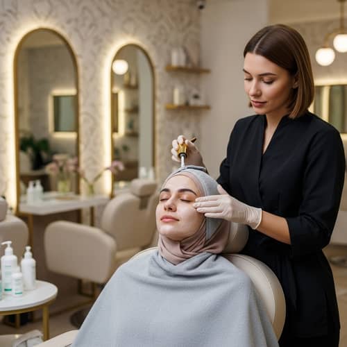 Luxurious Facial Treatment in High-End Salon for Muslim Women