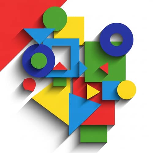 Vibrant Geometric Shapes Composition on White Background