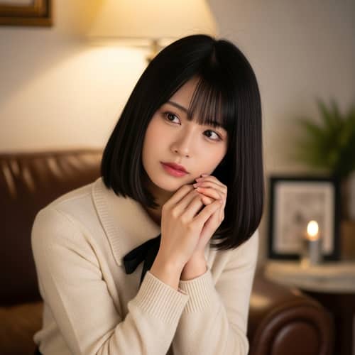 Fashion Photoshoot: Elegant Woman in Cozy Setting