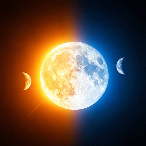Celestial Dance of Sun and Moon: Fantasy Cosmic Scene