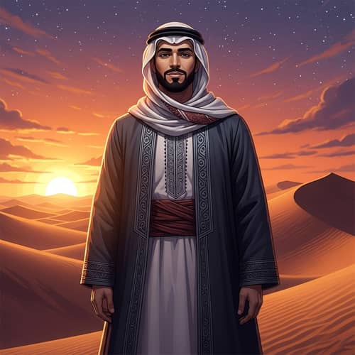 Middle-Eastern Male | Traditional Clothing in Desert at Sunset