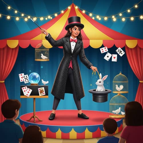 Young South Asian Magician Delights Fair Audience with Magic Tricks