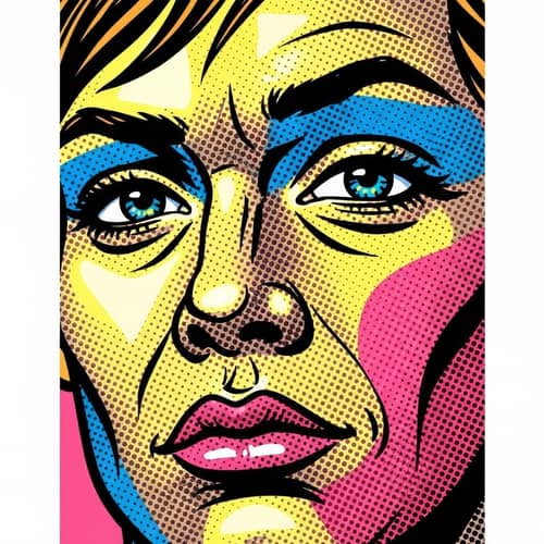 Pop Art Style Face Drawing with Ben-Day Dots Technique