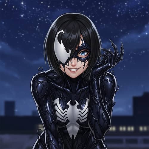 Mysterious Night Portrait: Woman in Organic Symbiote Costume