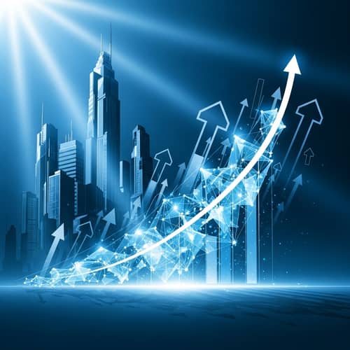 Modern Business Growth Image in Blue and White Colors