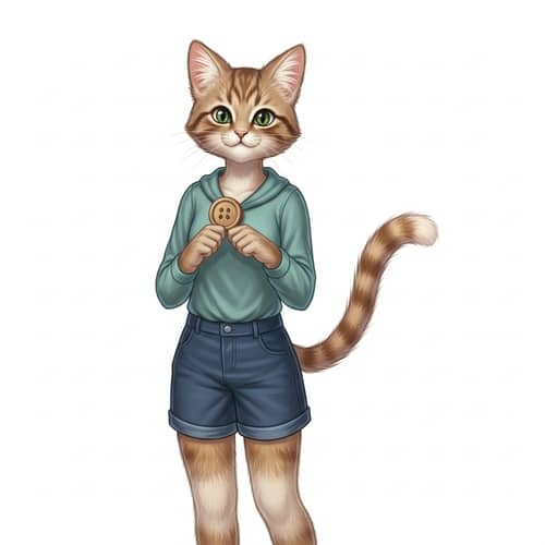 Fuzzy Feline Features: Girl with Cat-Like Ears and Tail