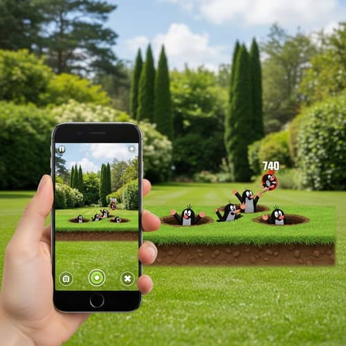 Virtual Reality Mole Whacking Game in Lush Garden | Win Points