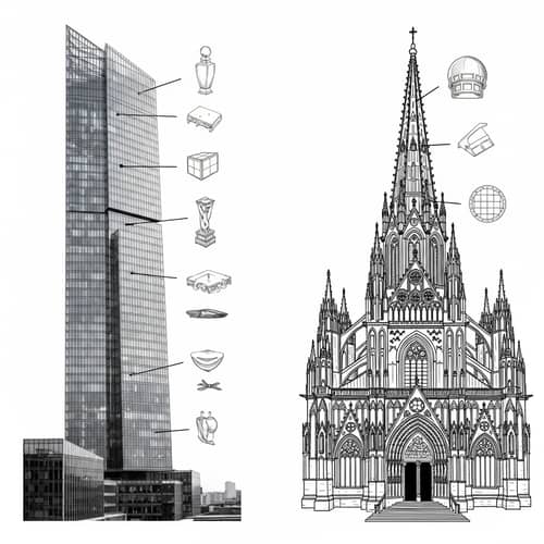 Modern Skyscraper vs. Medieval Cathedral: Form and Structure Comparison