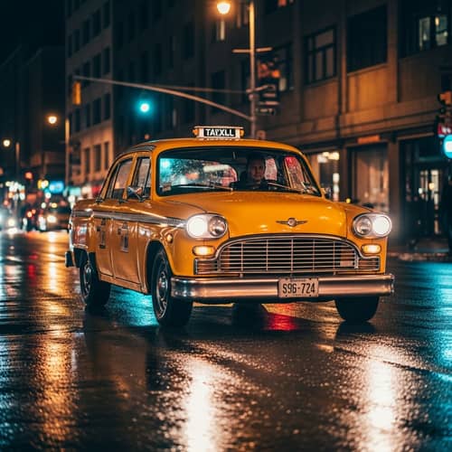 Night City Taxi Scene - Atmospheric and Captivating View