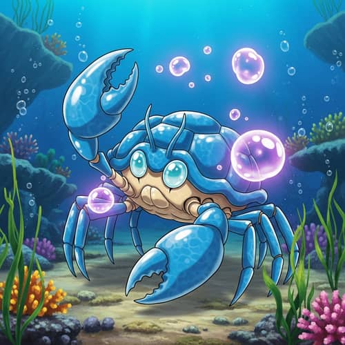 New Water-Type Psychic Crab Pokemon with Unique Abilities