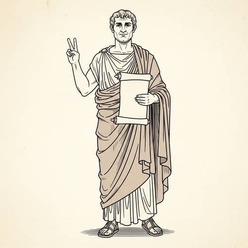 Classical Greek Man Toga Scroll Pose Image