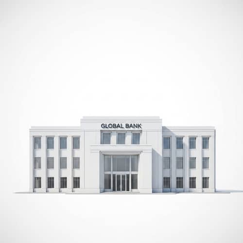 Realistic Bank Image on White Background