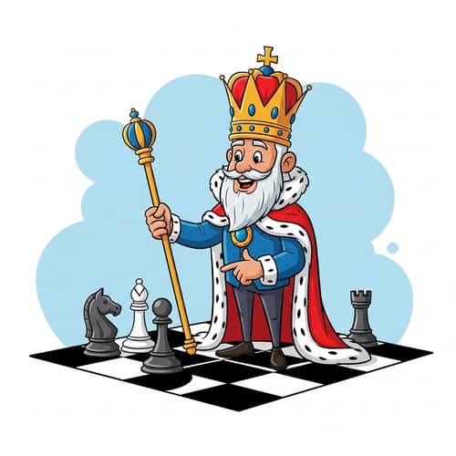 Friendly King Chess Character Design for Children's Comic Book