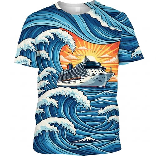 Vibrant Cruise Theme T-shirt Design Illustration