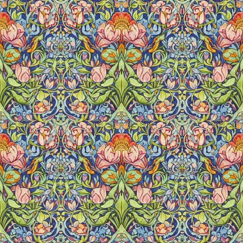 William Morris Inspired Floral Border Designs | Vibrant Colors & Details