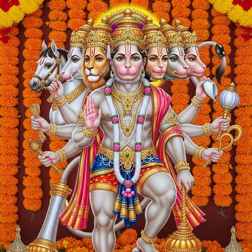 Panchmukhi Hanuman: Five-Faced Form Hindu Monkey God