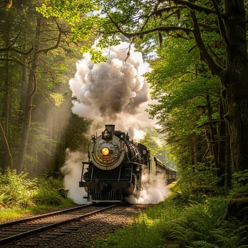 Antiquated Steam Train Journeying Through Lush Forest