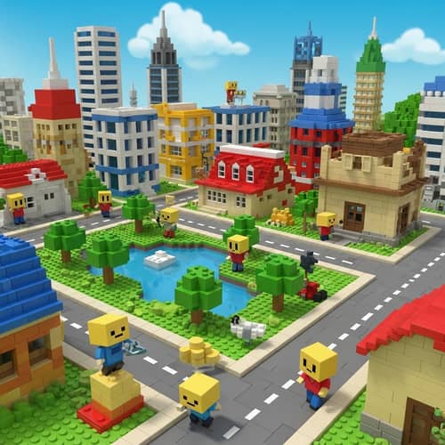 Immersive 3D Environment Building Game with Block Characters
