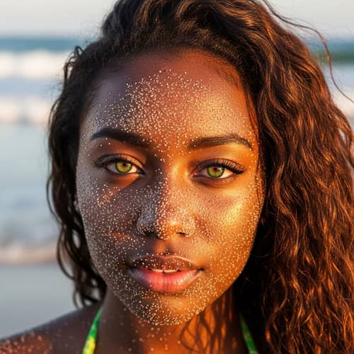 African Woman Portrait on Tranquil Beach