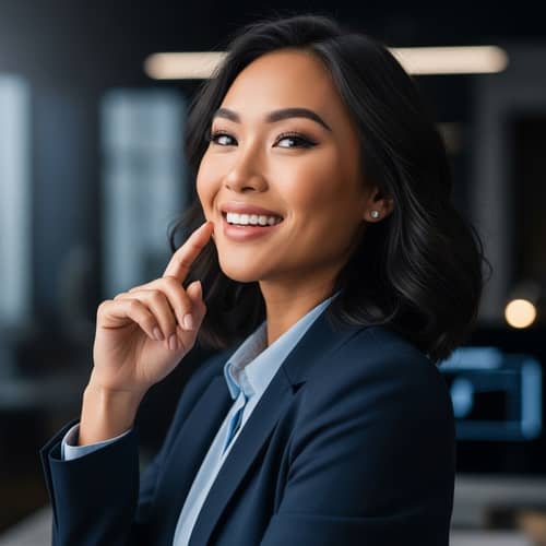 Joyful Asian Female Marketing Manager | Office Portrait