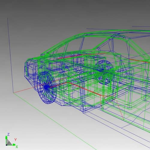 Detailed Wireframe Model Illustration | 3D Geometric Design