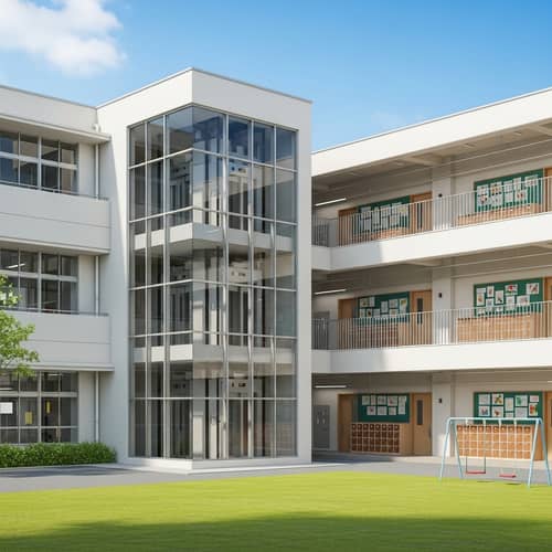 Modern Two-Story School Building with Elevators