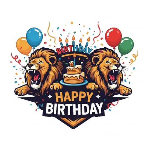 Roaring Lions Birthday Theme Logo Design