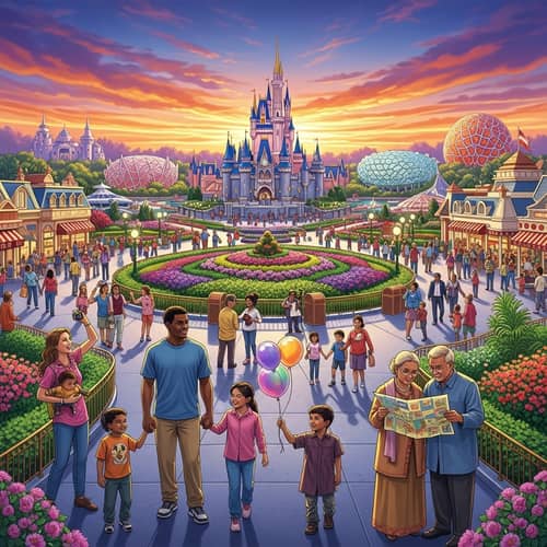 Vibrant Walt Disney World Resort Illustrations