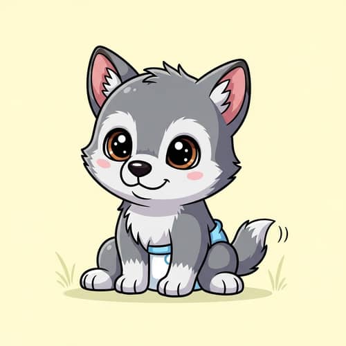 Adorable Newborn Wolf in Baby Blue Diaper