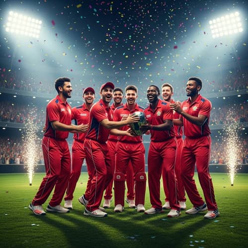 Victorious Multicultural Cricket Team Celebration | Stadium Spectacle