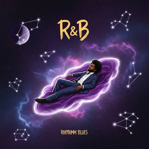 Cosmic R&B Album Artwork: Celestial Scene with Soulful Rhythms
