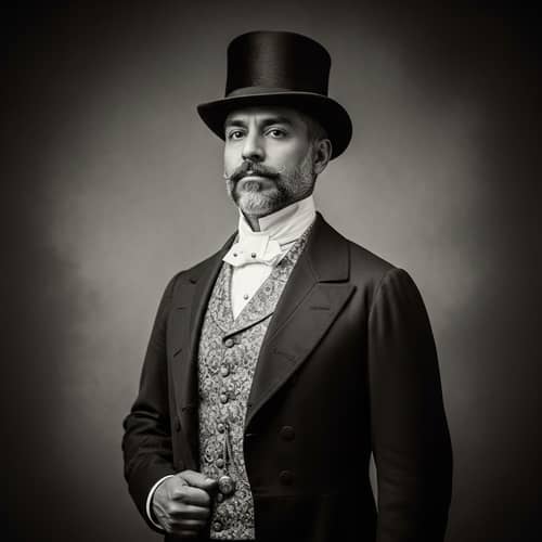 Black and White Victorian Portrait of Elegant Man