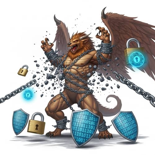 Mythical Beast Breaking Free - Symbol of Wild Energy vs Robust Security