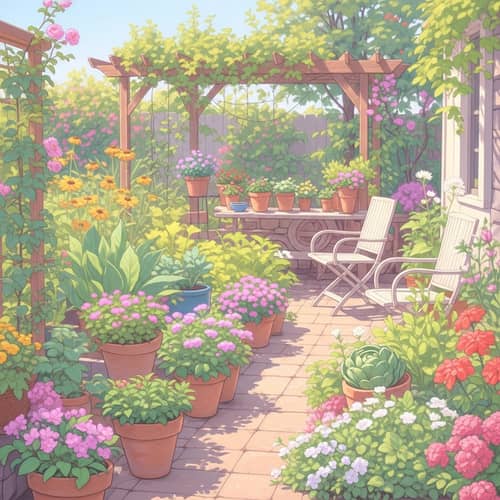 Picturesque Backyard Garden: Plants, Flowers, Vegetables