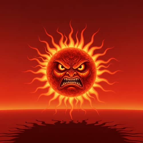 Angry Sun Illustration | Intense Radiating Rays